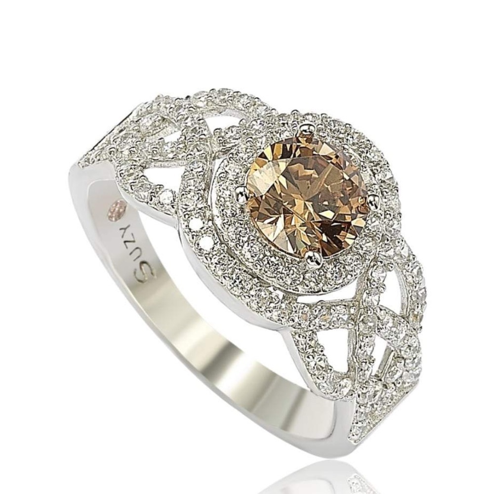 Suzy 14k Champagne and White Diamonds Ring